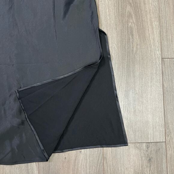 Madewell Belinda Wide V Neck Satin Chic Midi Side Slit Dress US Women's 2 New - Picture 7 of 10